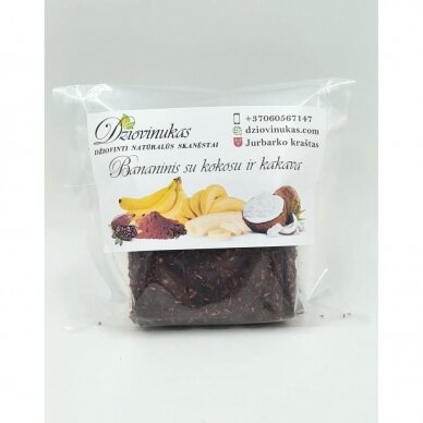 Skanėstas bananinis su kokosu ir kakava 100g 1